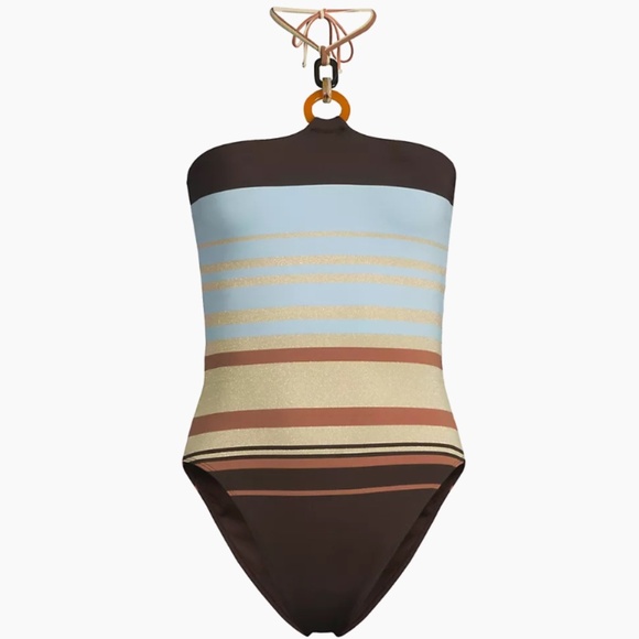 Ramy BrookMay Striped Halterneck One-Piece Swimsuit